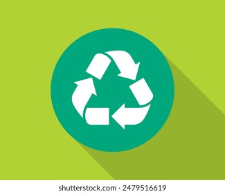 Recycle symbol icon for green environment vector. Recycling, symbol, green, eco, ecology, organic, clean, garbage, waste. Can use for banner, web design, poster. Vector isolated on green background.