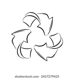 Recycle symbol icon hand drawn line sketch vector illustration