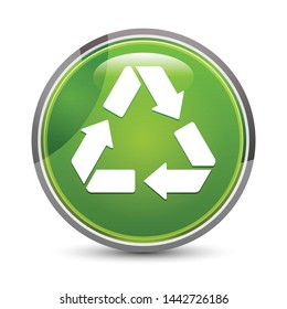 Recycle symbol icon isolated on elegant green round button vector illustration