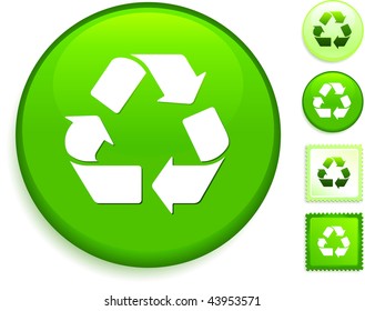 Recycle Symbol Icon on Internet Button Original Vector Illustration