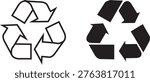 Recycle Symbol Icon Set Black Outline Vector Eco Green Sign