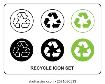 Recycle Symbol Icon Set Collection Round