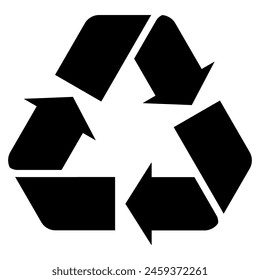 recycle symbol icon. A sleek and modern black flat vector icon representing the universal recycling symbol. This minimalist design is perfect for various applications.