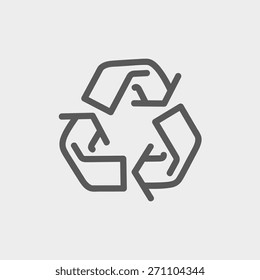 Recycle symbol icon thin line for web and mobile, modern minimalistic flat design. Vector dark grey icon on light grey background.