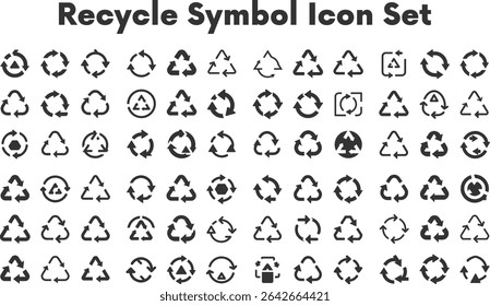 Recycle Symbol icon.eps. collection, sketches, logo illustrations, web symbols, outline style pictograms package isolated on white background. Vector graphics. stock illustration