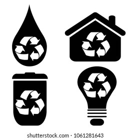 recycle symbol icons set
