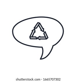Símbolo de reciclaje dentro del diseño de icono de línea de burbujas, ecología ecológica ahorra protección verde del medio ambiente orgánico natural y cuidado Tema vectorial Ilustración vectorial