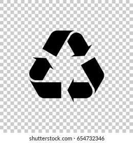 Recycle symbol isolated on transparent background. Black symbol for your design. Vector illustration, easy to edit.