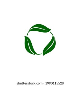 Recycle symbol with leaves. recycling icon. environmental management and eco friendly symbol. isolated vector color image