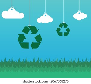 Recycle symbol. Let's save the world and nature. recycling and clean world concept.
