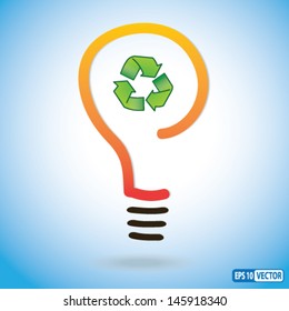 Recycle symbol in light bulb - Vector background Creative concept