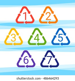 Recycle Symbol Logo Set Web Icon Flat Vector Illustration