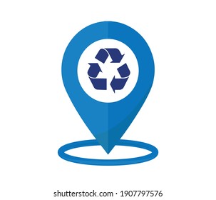 recycle symbol and maps icon.
