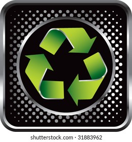 símbolo de reciclaje en botón web negro