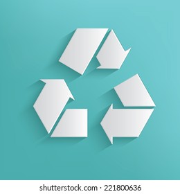Recycle symbol on blue background,clean vector
