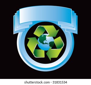 Recycling-Symbol auf blauem Wappen