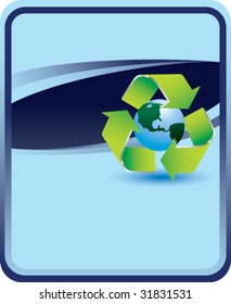 recycle symbol on blue wave background