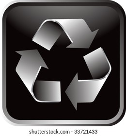 recycle symbol on glossy web button