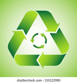 Recycle symbol on green background