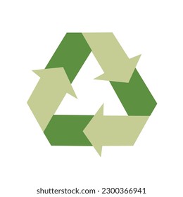 Reciclar el símbolo sobre fondo blanco. El reciclaje verde o el reciclaje de flechas son iconos planos para aplicaciones y sitios web. Símbolo de reciclaje. Protección de la naturaleza, tierra ecológica. Tres flechas seguidas unas de otras