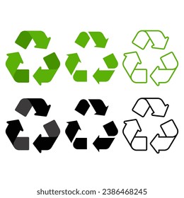 Recycle symbol on white background. Recycle icon vector