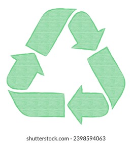 Recycle symbol on white background. Ink stamp style sign. Concept of ecology and recycling. Ecologic. Sign textured. Recycling and rotation arrow icon