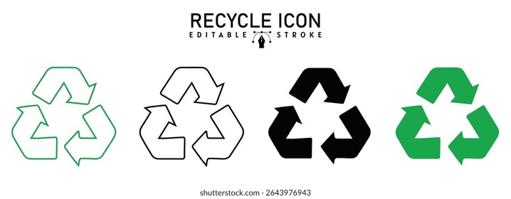 recycle symbol on white, Recycle vector icons. Green recycle or recycling arrows. Recycle symbols. ECO symbols, in Various Styles vector illustration