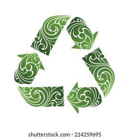 Recycle Symbol, ornamental decorative icon 