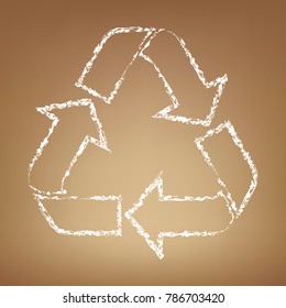 Recycle symbol outline with rough texture. Brown and tan neutral shading. Recycled sign in vector format.