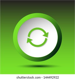 Recycle symbol. Plastic button. Vector illustration.