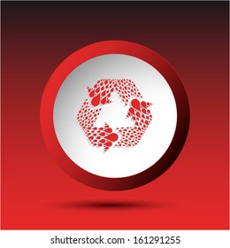 Recycle symbol. Plastic button. Vector illustration.