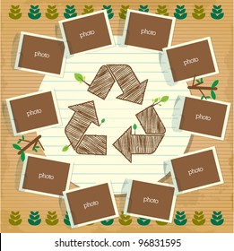 recycle symbol poster with photo and paper element
