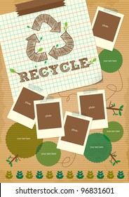 recycle symbol poster with photo and paper element