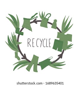 Recycle symbol. Recycling of clothes sign isolated on white background. Zero waste concept. Circular economy. Vector eco friendly emblem.