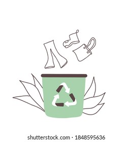 Recycle symbol. Recycling of clothes sign isolated on white background. Zero waste concept. Vector eco friendly emblem.