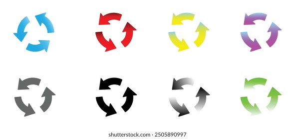  Recycle symbol. Recycling icon. Rotation arrow pack. Reuse cycle.Set of recycle icon.Vector eco icons for packaging products