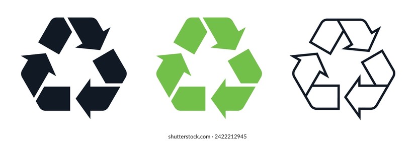Recycle symbol. Reusing signs set. Recycling icons isolated on white background. Vector illustration