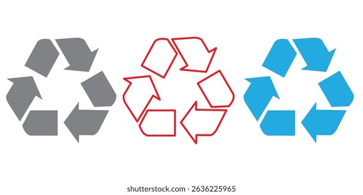 Recycle symbol. Reusing signs set. Recycling icons isolated on white background. Vector illustration