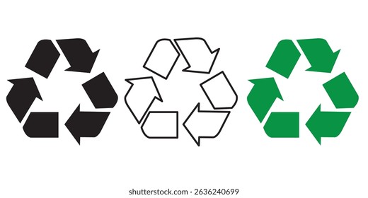 Recycle symbol. Reusing signs set. Recycling icons isolated on white background. Vector illustration