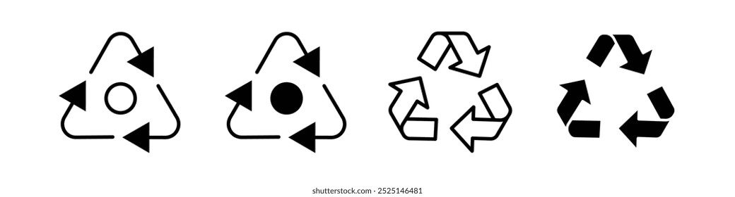 Recycle symbol set vector filled and outlined icons collection