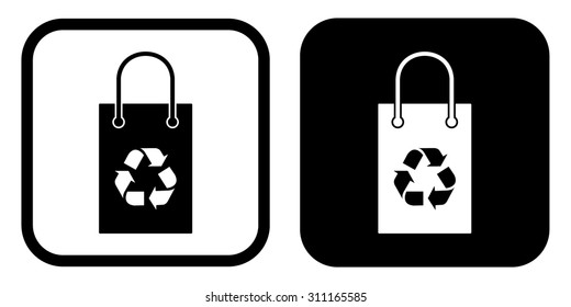 Recycle symbol in shopping bag icon