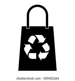 Recycle symbol in shopping bag icon