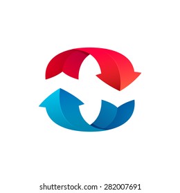 Recycle symbol or sign of arrow refresh, reload, rotation, packaging, loop sphere logo.
Vector illustration design elements.