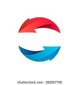 Recycle symbol or sign of arrow refresh, reload, rotation, packaging, loop sphere logo.
Vector illustration design elements.