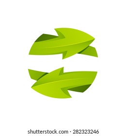 Recycle symbol or sign of arrow refresh, reload, rotation, packaging, loop sphere logo. Vector illustration design elements.