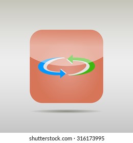 Recycle symbol or sign of arrow refresh, reload, rotation, packaging, loop sphere logo