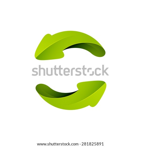 Recycle symbol or sign of arrow refresh, reload, rotation, packaging, loop sphere logo. Vector illustration design elements.