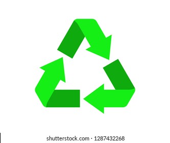 Recycle symbol or sign of conservation green icon isolated on white background. Vector symbol on the packaging.