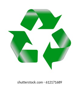Recycle symbol or sign of conservation green icon isolated on white background. Vector symbol on the packaging.