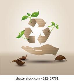 Recycle symbol or sign of conservation . Vector symbol paper cut style
